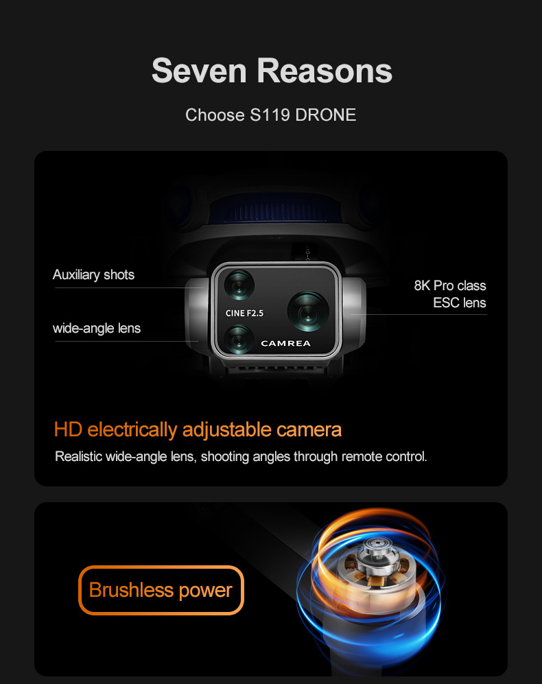 The new cross-border S119 drone features GPS positioning for return with a screen and is a high-end aerial photography quadcopter with an 8k long battery life pic 29