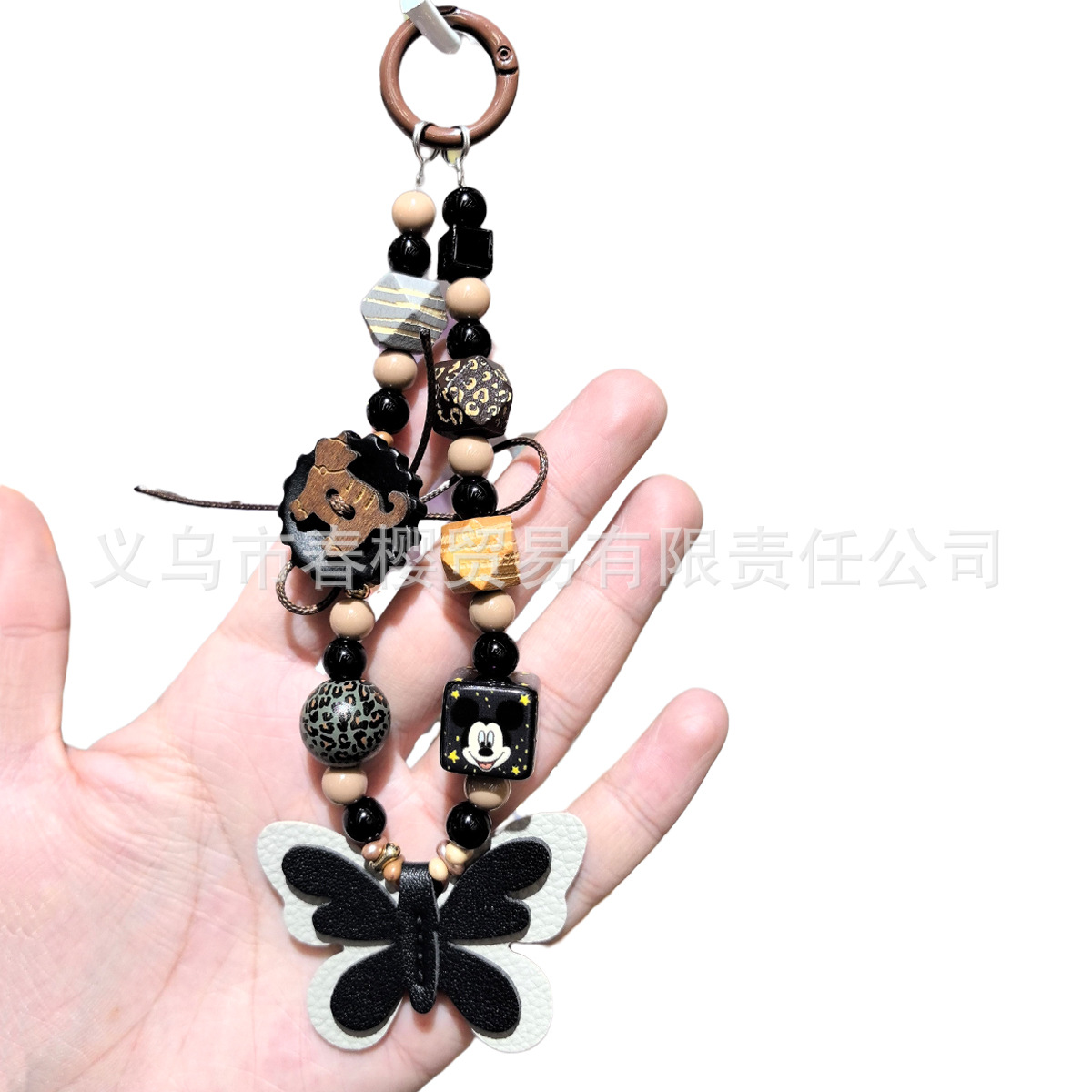 Autumn and winter new American retro coffee-colored M-bean felt bread chain, leather lanyard bag pendant, keychain, ccd pendant pic 7