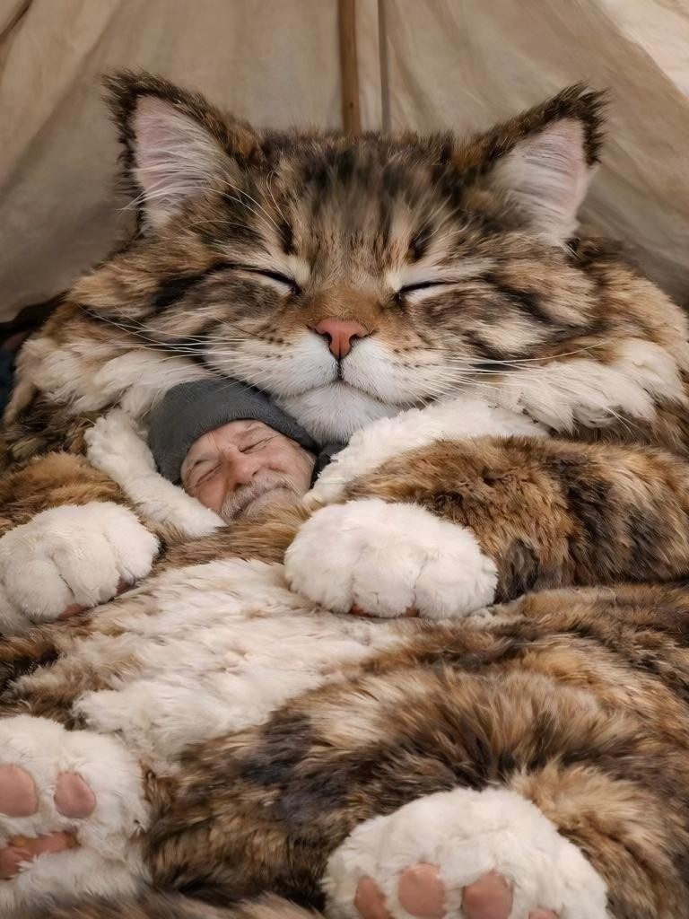 冬季成人巨型毛绒猫咪睡袋 卡通懒人床 安全感治愈系包裹睡垫详情2