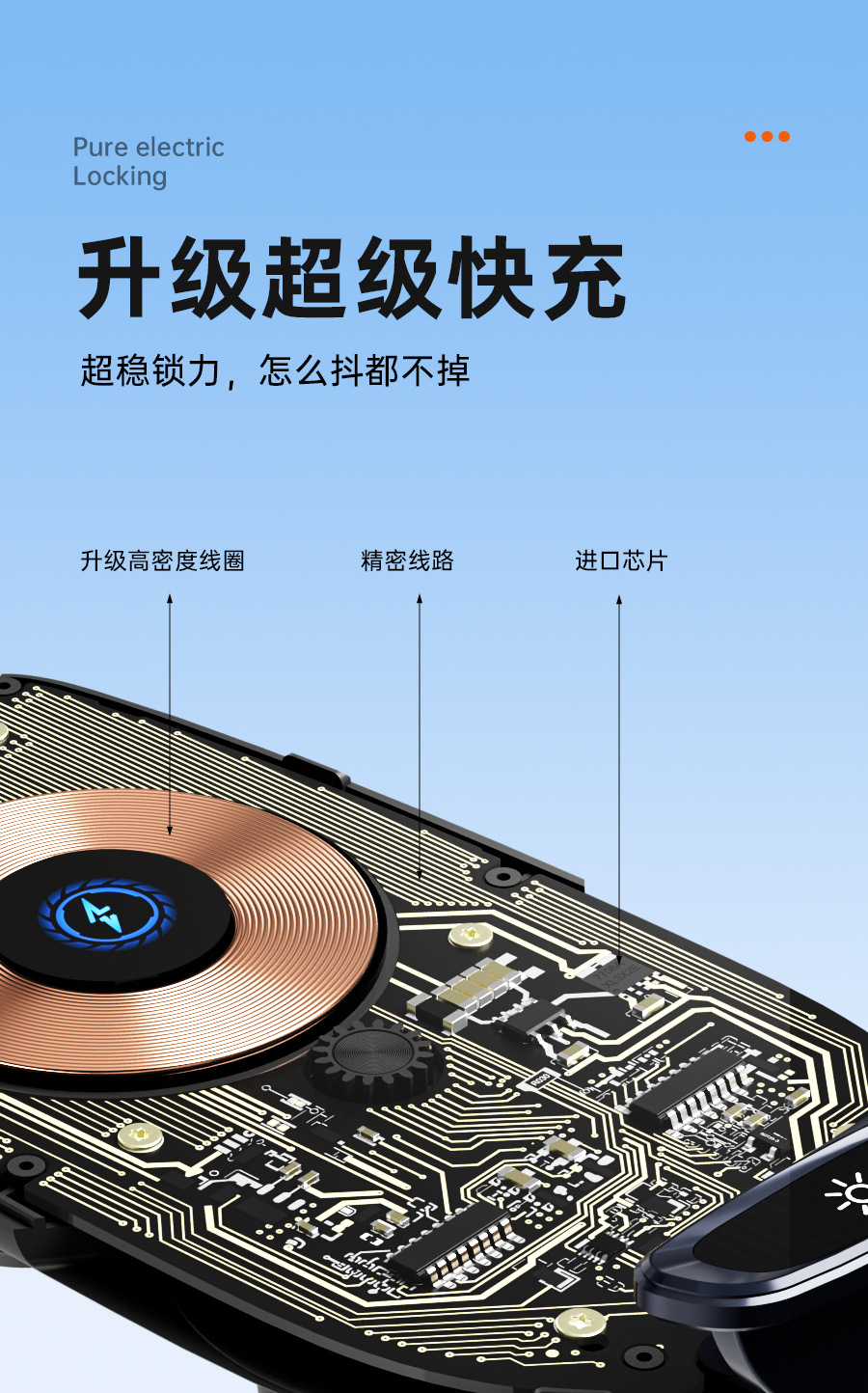 新款66W无线超级快充车载充电器透明款朋克风多功能智能手机支架详情4