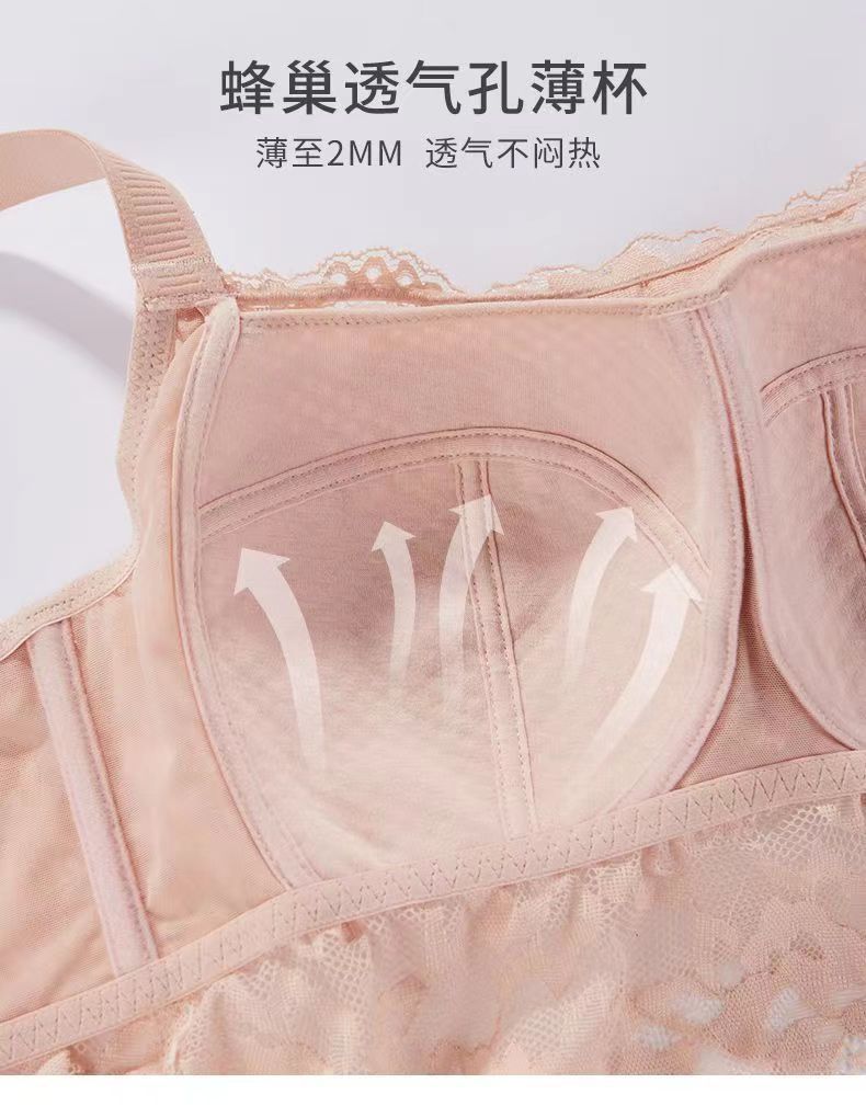 抹胸防走光全罩杯内衣大胸显小薄杯无钢圈防下垂美背蕾丝大码文胸详情12