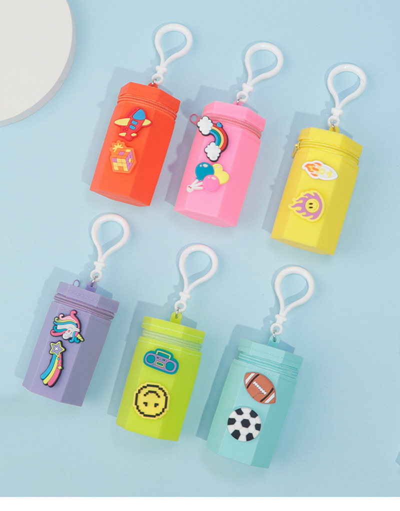 Cute macaron-colored creative silicone coin purse, earphone storage bag, mini bucket bag, hanging decoration, multi-functional portable small bag pic 13