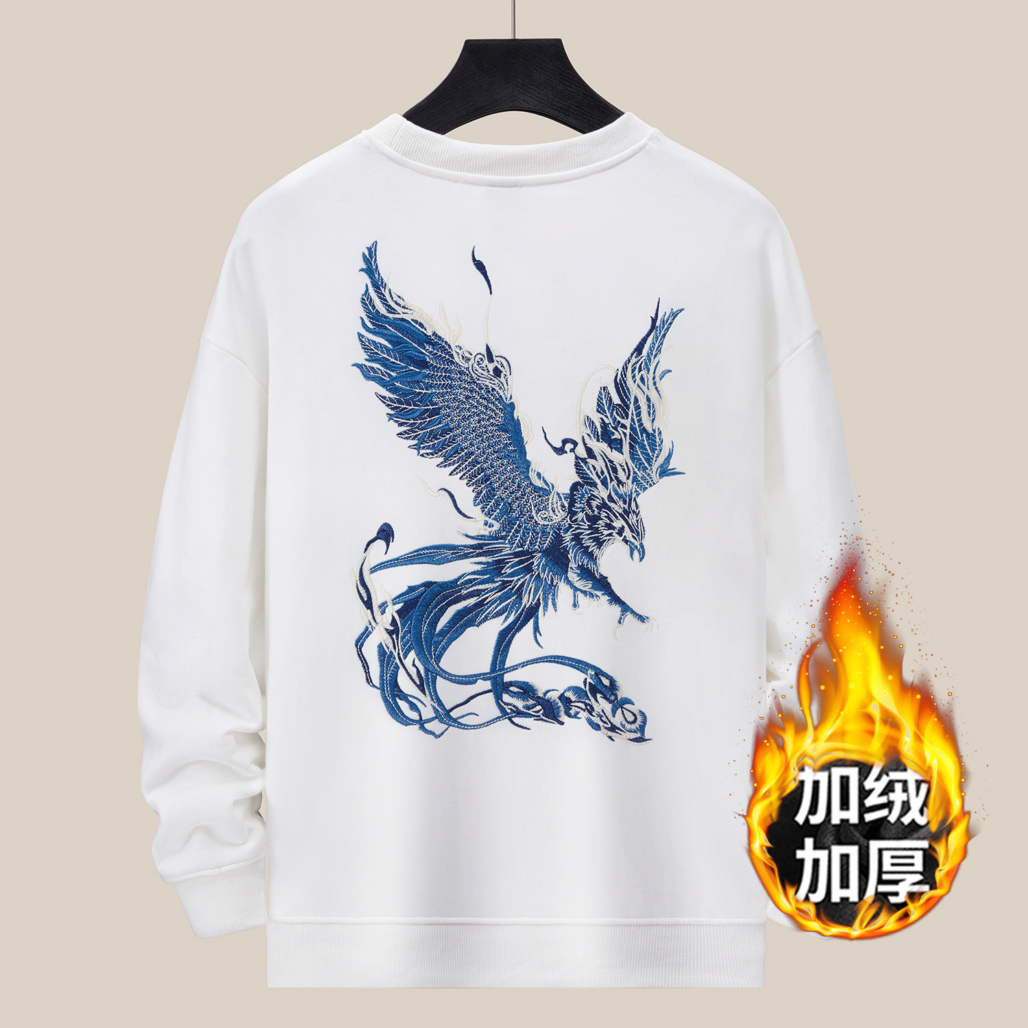 360g otoño invierno nuevo hombre cuello redondo sudadera país de la moda holgada tamaño grande moda marca de moda bordado algodón manga larga top pic 22