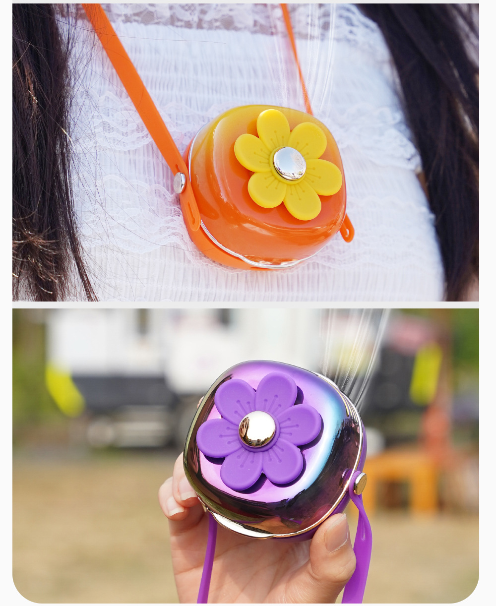 旋转花朵挂脖风扇ins少女心便携手持迷你USB充电风扇夏季清凉礼物详情14