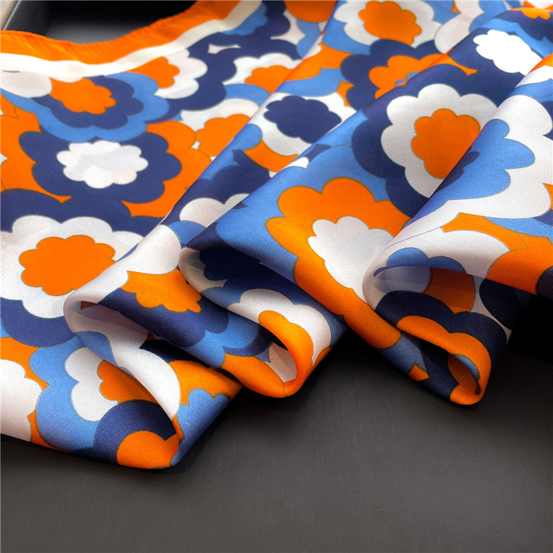 National trend peony flower small silk scarf, spring and summer satin versatile scarf, thin sun-protective headscarf, 70cm faux silk square scarf pic 22