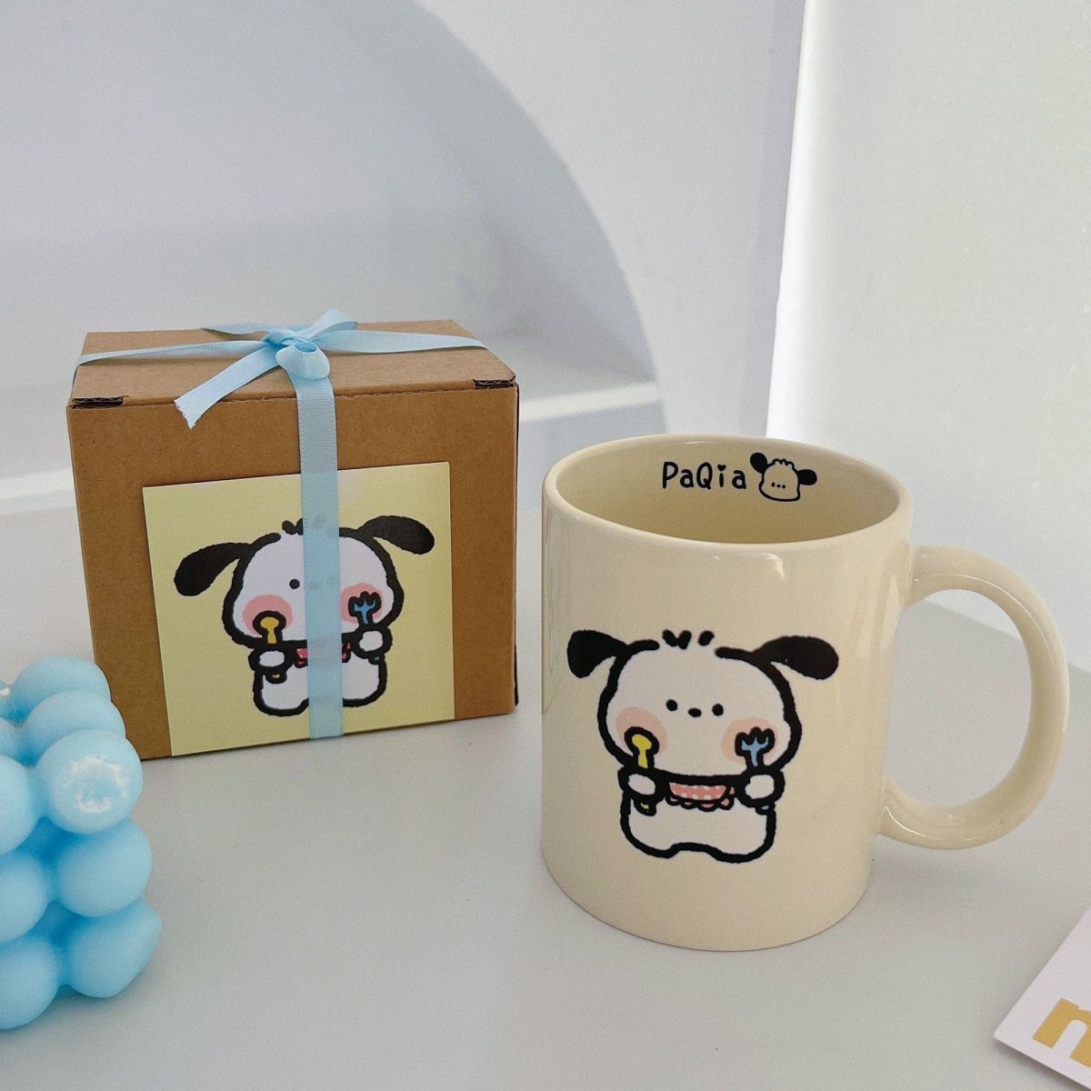 Cute cartoon Pacha Dog mug, high appearance level, gift box set, simple couple cake, ceramic cup pic 6