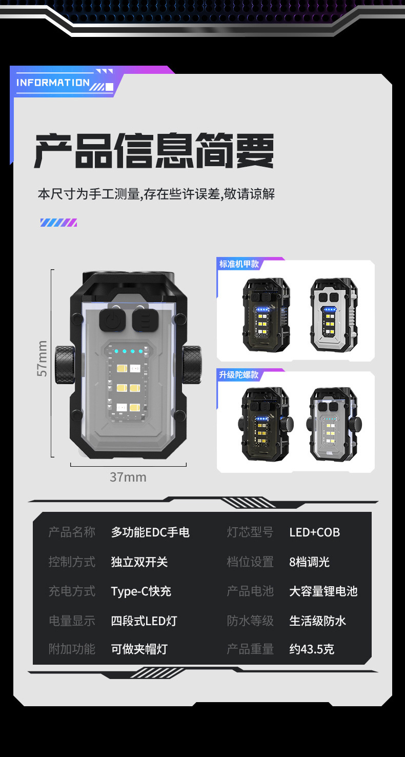 Cross-border multi-functional LED high-intensity flashlight, mini magnetic keychain lamp, USB charging outdoor cap clip lamp pic 16