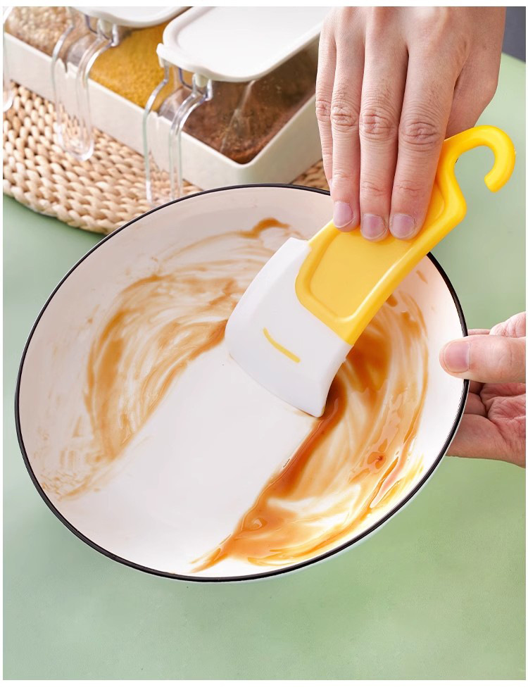 Yellow silicone scraper for cleaning the bottom of kitchen stoves, pans and plates, soft scraper, high-temperature resistant scraper blade, kitchen tools pic 6