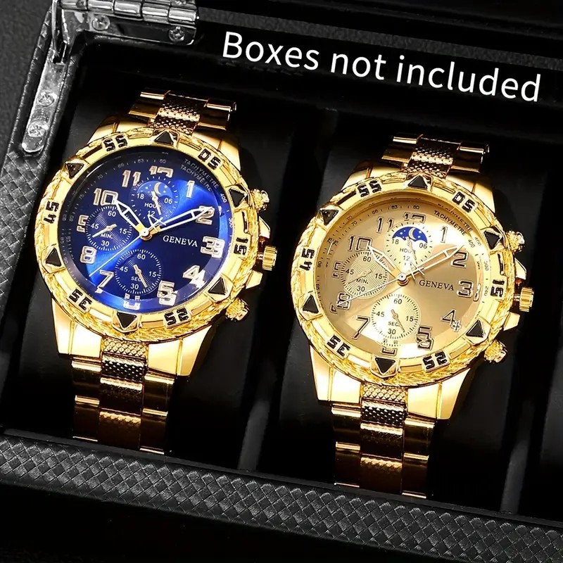 TEMU爆款套饰品手表男士轻奢商务合金男款腕表多色百搭电子石英表详情5