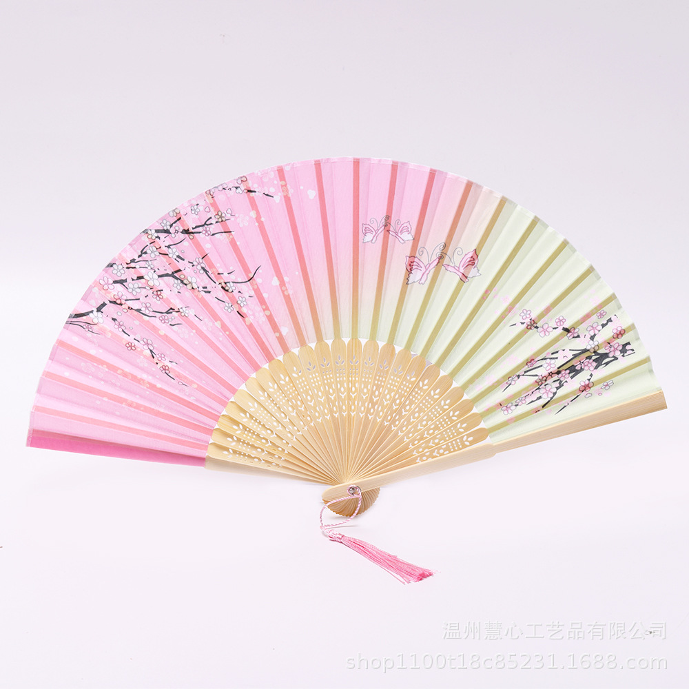 扇子中国风一笑扇 日式折扇古典舞蹈旗袍扇粉色少女桃花扇古装梅详情10