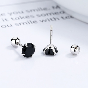 925纯银四爪锆石耳钉女极简约ins水晶生辰石养耳洞耳环跨境耳饰品详情3