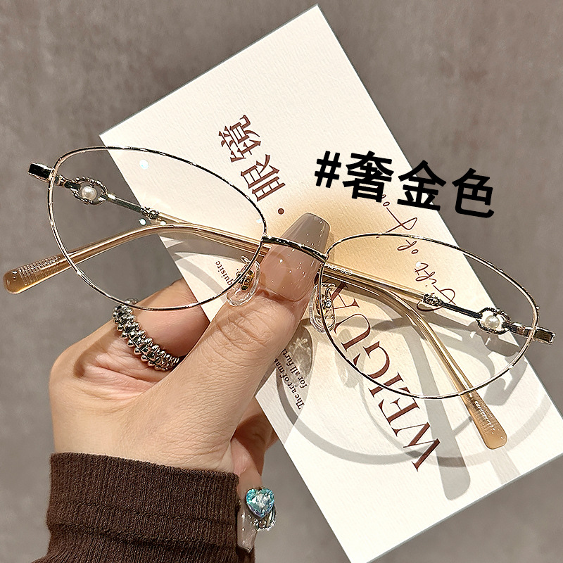 超轻金属细边近视眼镜框女 国风猫眼复古平光镜可配度数批发58166详情11