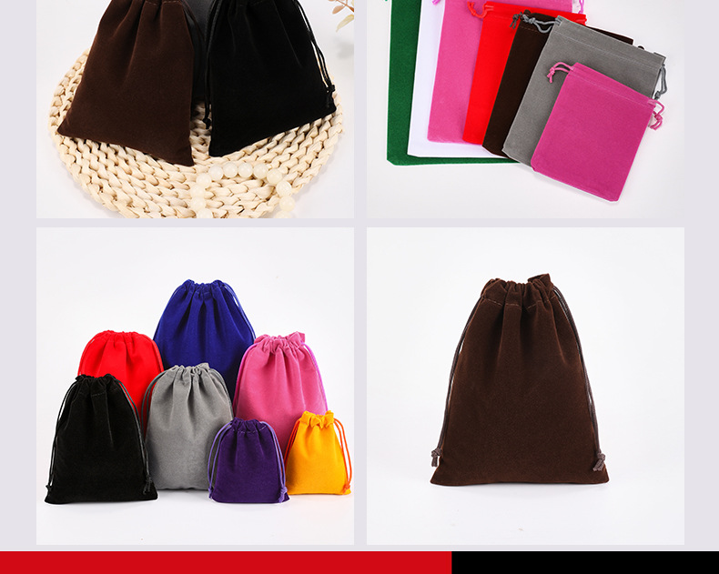 绒布束口袋批发 首饰珠宝文玩礼品包装袋 抽绳小布袋详情14