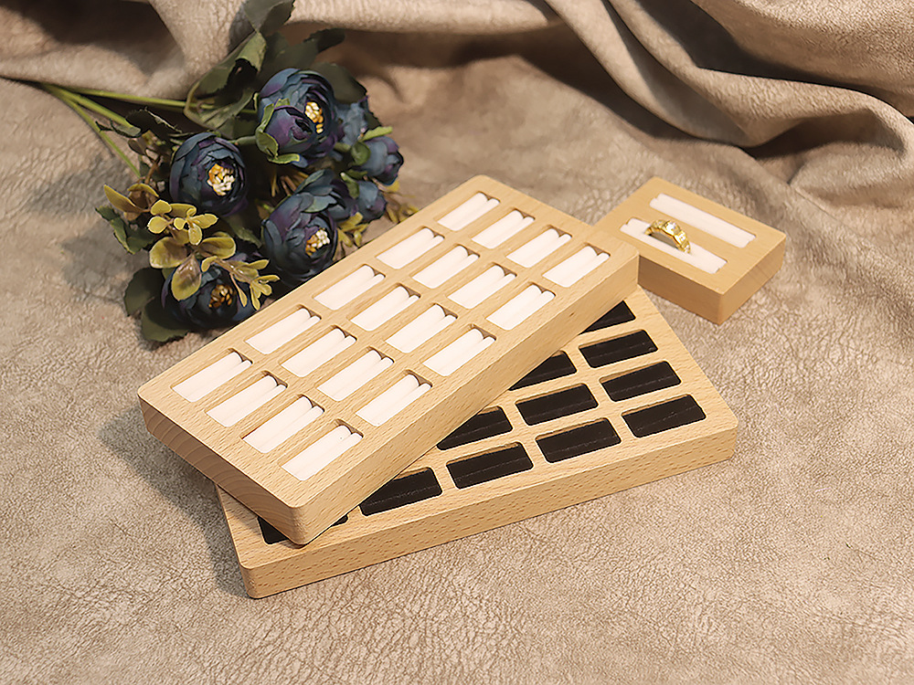 二十位戒指首饰展示托盘实木多卡位钻戒收纳无盖饰品包装礼盒多色详情13