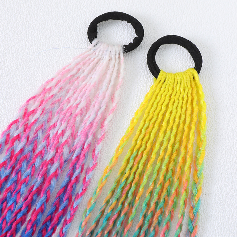 Colorful braids for children, hip-hop gradient short braids, hair bands, ponytails, dreadlocks, wigs, European and American Tibetan hair accessories pic 30