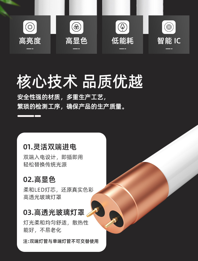 信华定制单管高光效节能T8LED灯管1米2超亮日光灯管光管全套一体详情5