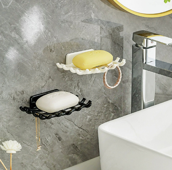 Light luxury cream Fengyunduo grid square wall-mounted soap box, multi-functional draining soap box, bathroom soap box pic 5