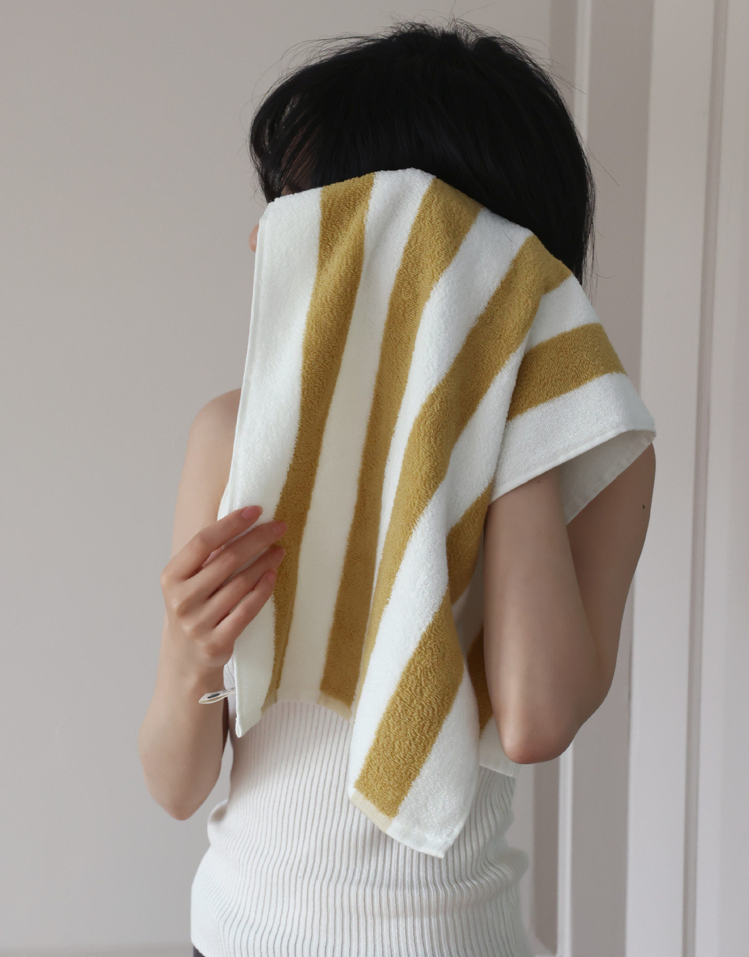 Sen fine striped retro style all-cotton towel, combed cotton Class A simple combed cotton towel, bathroom absorbent bath towel pic 12