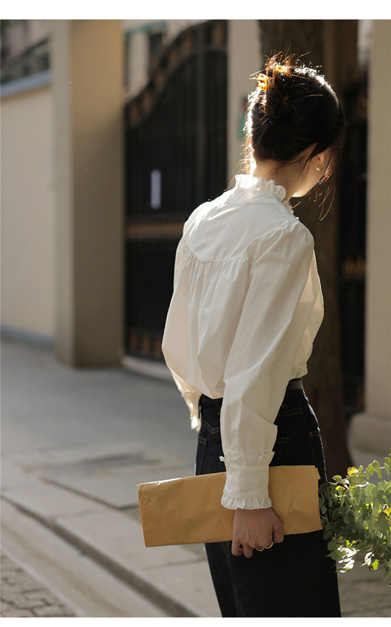 白色衬衫女长袖内搭打底衬衣2025新款爆款时尚洋气春秋季圆领上衣详情13