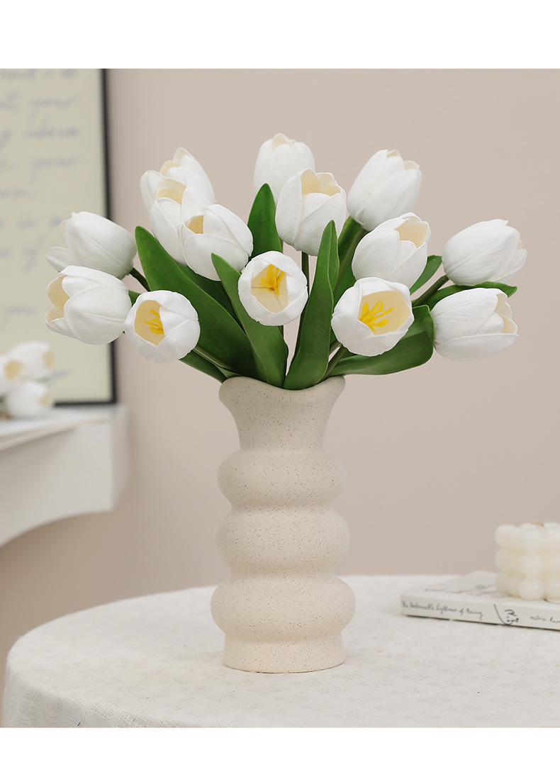 New faux flower bouquets with PU touch, round tulip heads, light luxury home, wedding scene arrangement, artificial flower ornaments, pet gardening, flower POTS and containers pic 20