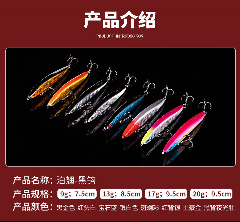 Wholesale Lure, cross-border foreign trade fake lure, bionic lure, ultra-long-range drop, submerged pencil, vibrating hard lure, Boqiao pic 3