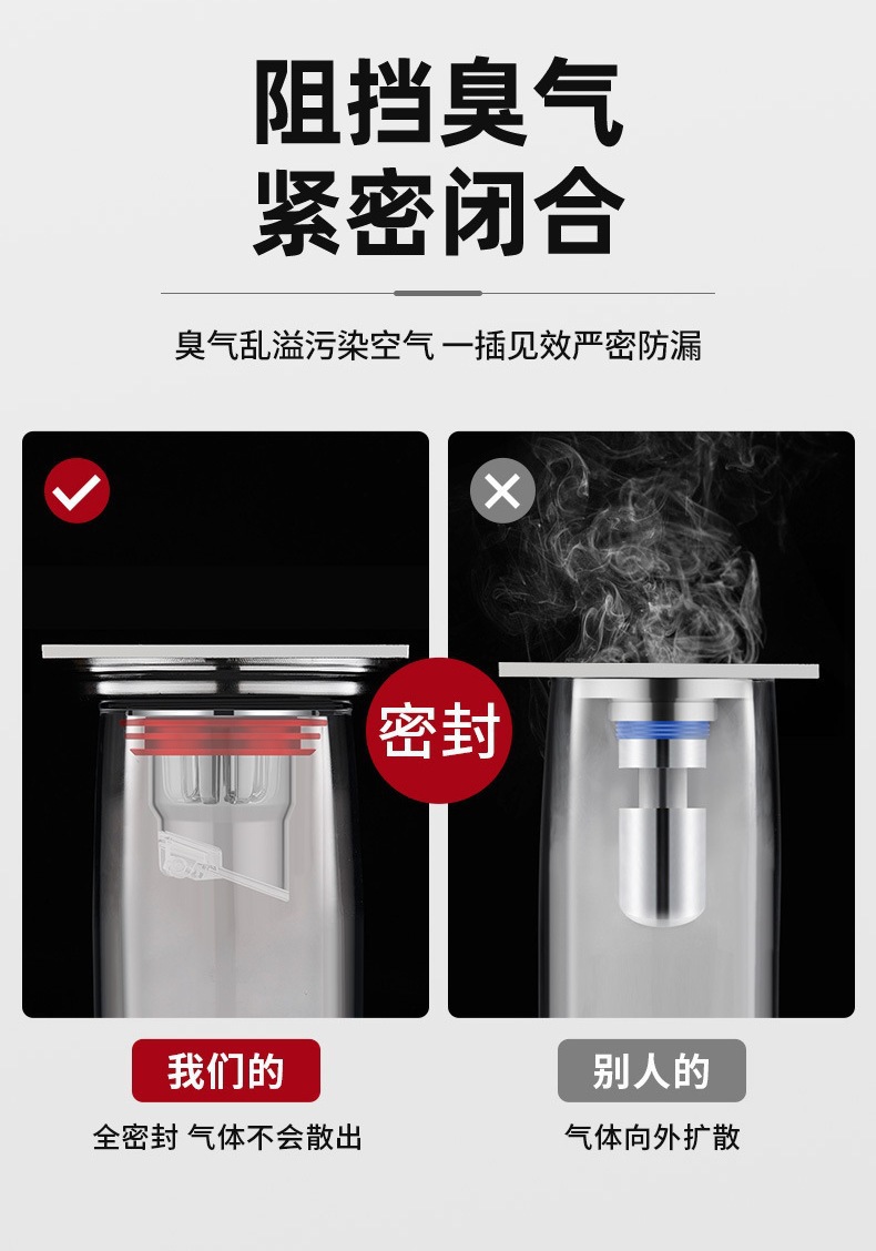 不锈钢地漏通用防臭排水装置地漏网毛发过滤网详情8