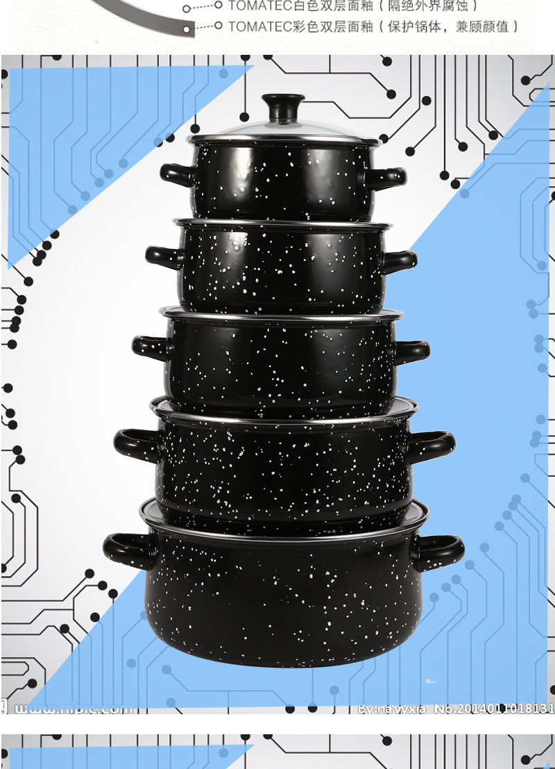 电磁炉汤锅搪瓷珐琅汤锅五层双耳汤锅带星点户外野餐锅带麻点炖锅详情6