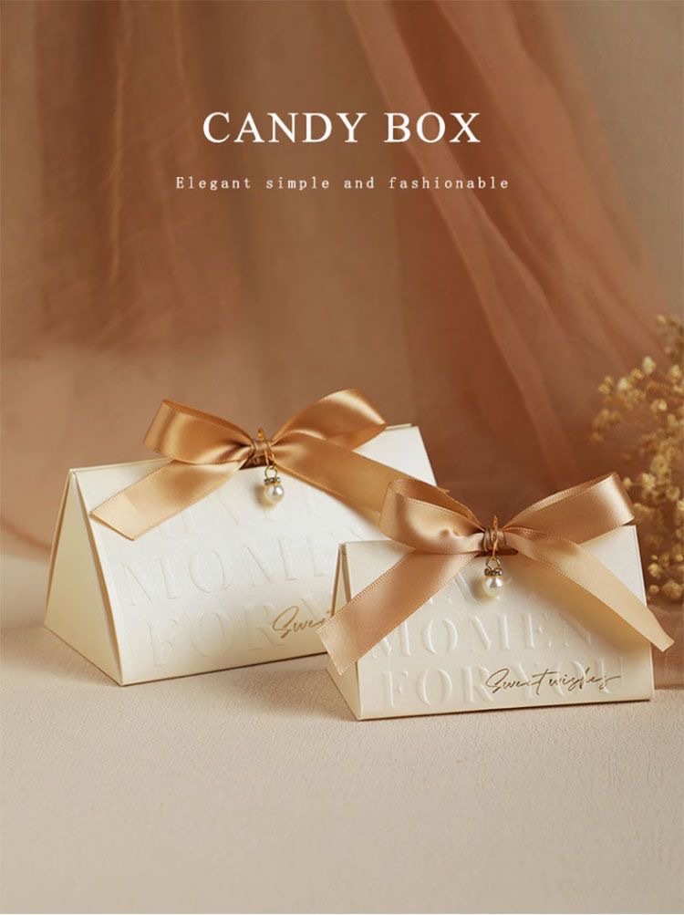 New high-end wedding candy box for 2025 wedding, triangular empty box as a souvenir wholesale pic 1