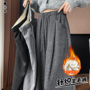 Fleece warm wide-leg pants, loose and high-waisted, slimming winter new style pic 20