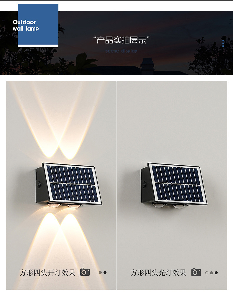 LED solar wall-washing lights, outdoor waterproof wall lamps, landscape courtyard villa night view balcony upper and lower light-emitting lamps pic 14