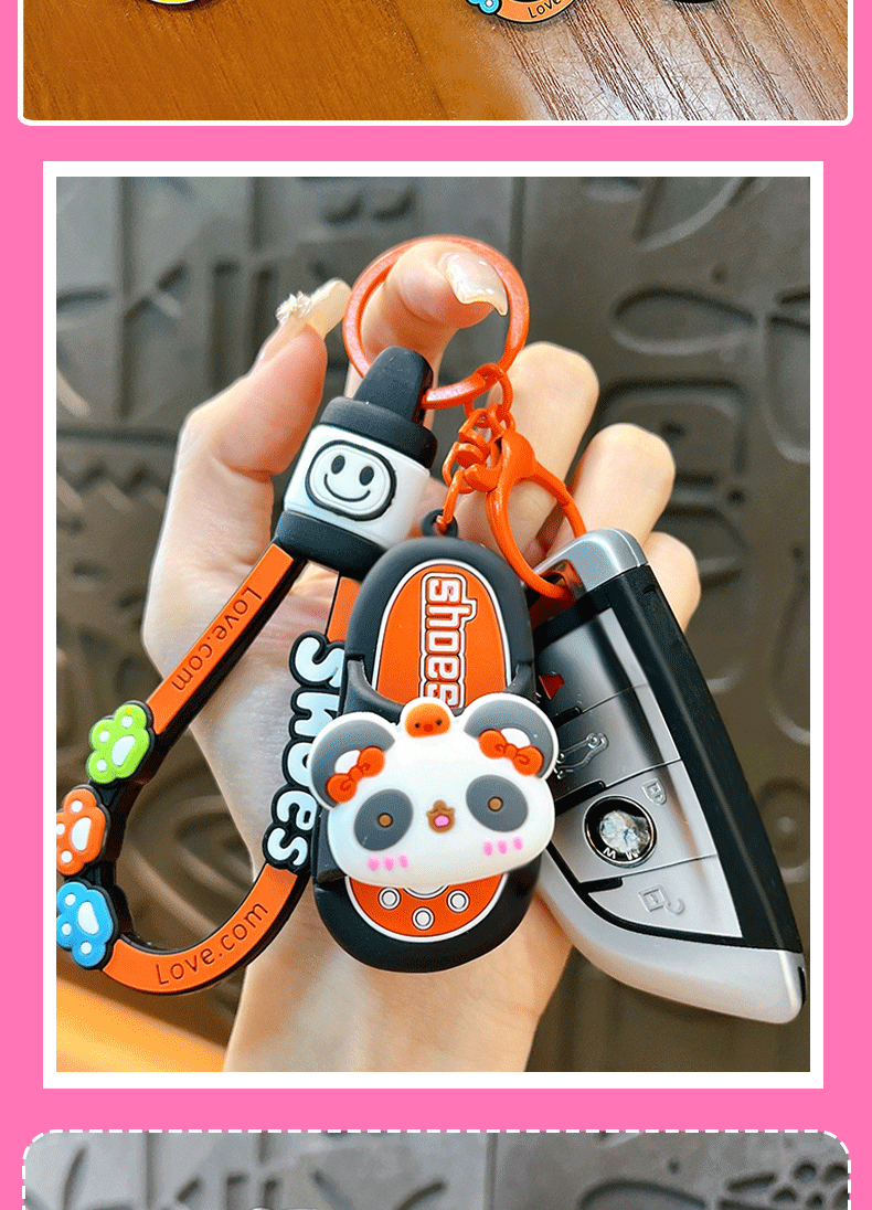 Wholesale of creative panda spinning fun slippers, keychains, cute schoolbags, pendants, car key chains, and small gifts pic 10