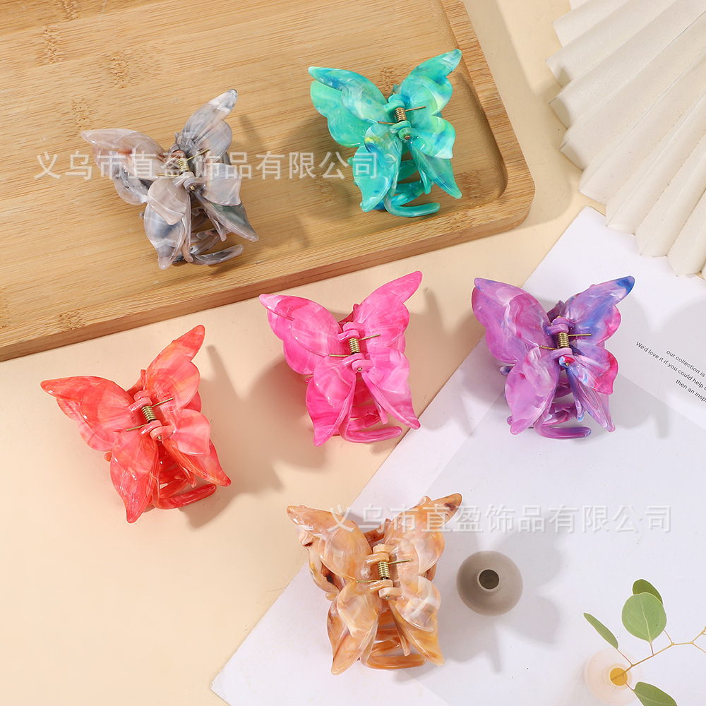 2025年新款超仙法式大理石纹高级感抓夹双层蝴蝶发夹跨境饰品批发详情4