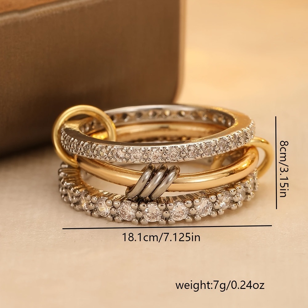 Custom-made cross-border fashion rings from Europe and America, copper-plated with 18k gold, Amazon light luxury ring texture, high-end jewelry pic 3