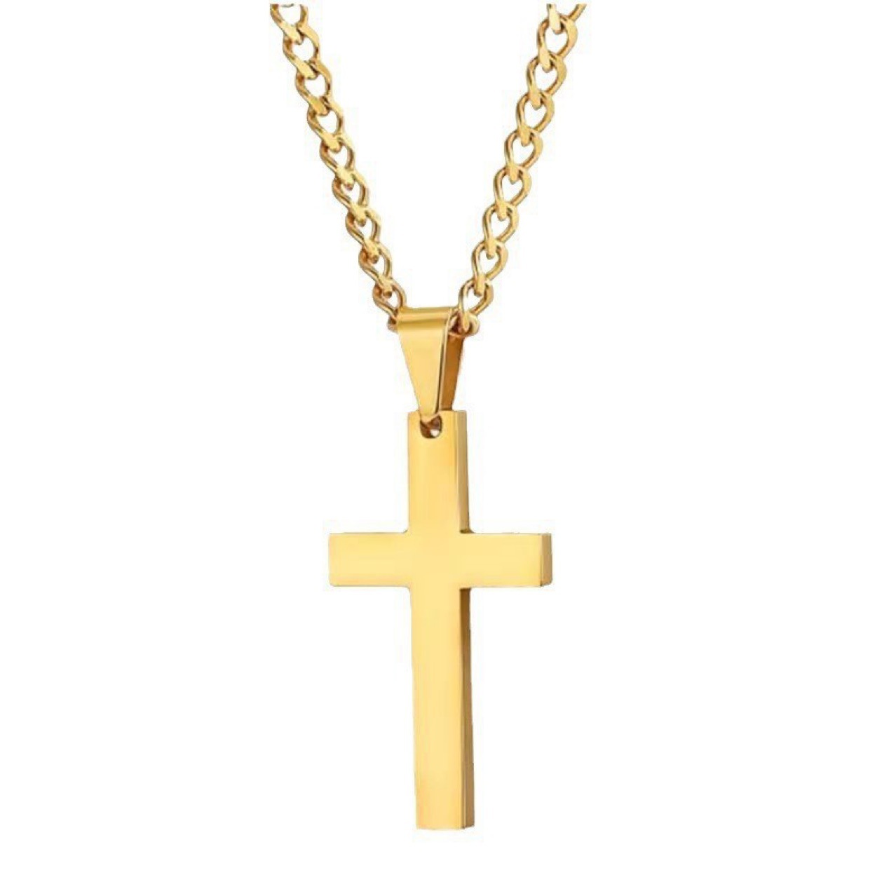 Promotion: New minimalist cross necklace pendant accessory with chain, simple smooth finish on cross-border e-commerce platform AliExpress pic 1