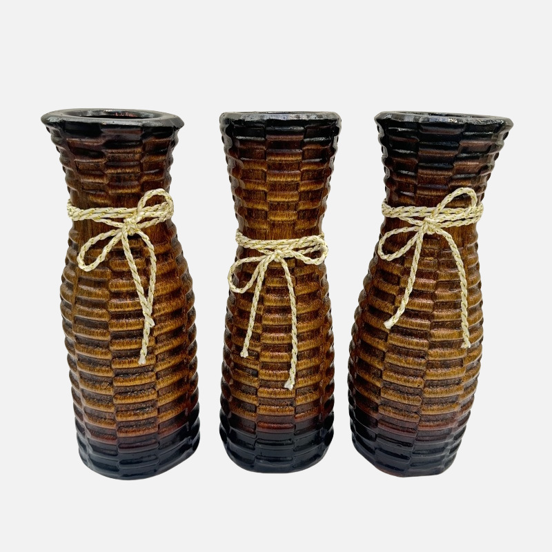 French retro vase, plastic imitation ceramic relief mini vase, ins style, bedroom hydroponic flower arrangement, living room decoration pic 11