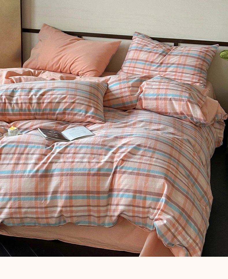 Muji pure cotton washed cotton four-piece set, Class a baby and mother grade bed sheets and duvet covers, all-cotton light luxury high-end bedding pic 16