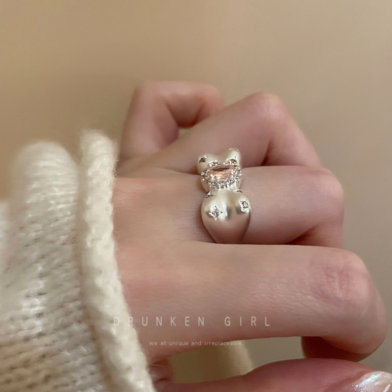 甜心公主~蝴蝶结戒指女2025年新款时尚个性尾戒哑光甜美开口指环详情9