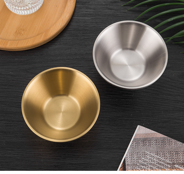 304 stainless steel Korean barbecue V-shaped bamboo hat bowl, double-layer children's rice bowl, golden salad bowl, shaved ramen bowl pic 9