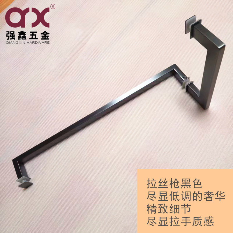 Modern and simple mirror-light 304 stainless steel door handle, thickened black square tube, sliding glass door handle for shower room pic 11