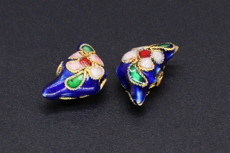Traditional high-temperature cloisonne enamel floral silver-blue DIY jewelry accessories with beads and cloisonne 15*8 small ingots pic 6