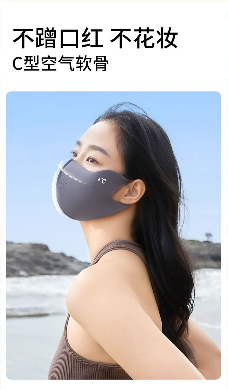 Hyaluronic acid ice silk sun protection mask for women, high school appearance level, summer UV protection, eye protection corner breathable three-dimensional mask for men pic 20