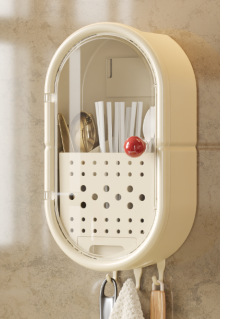 New no-hole wall-mounted household cosmetic tissue storage box bathroom washbasin 筷笼 storage box pic 2