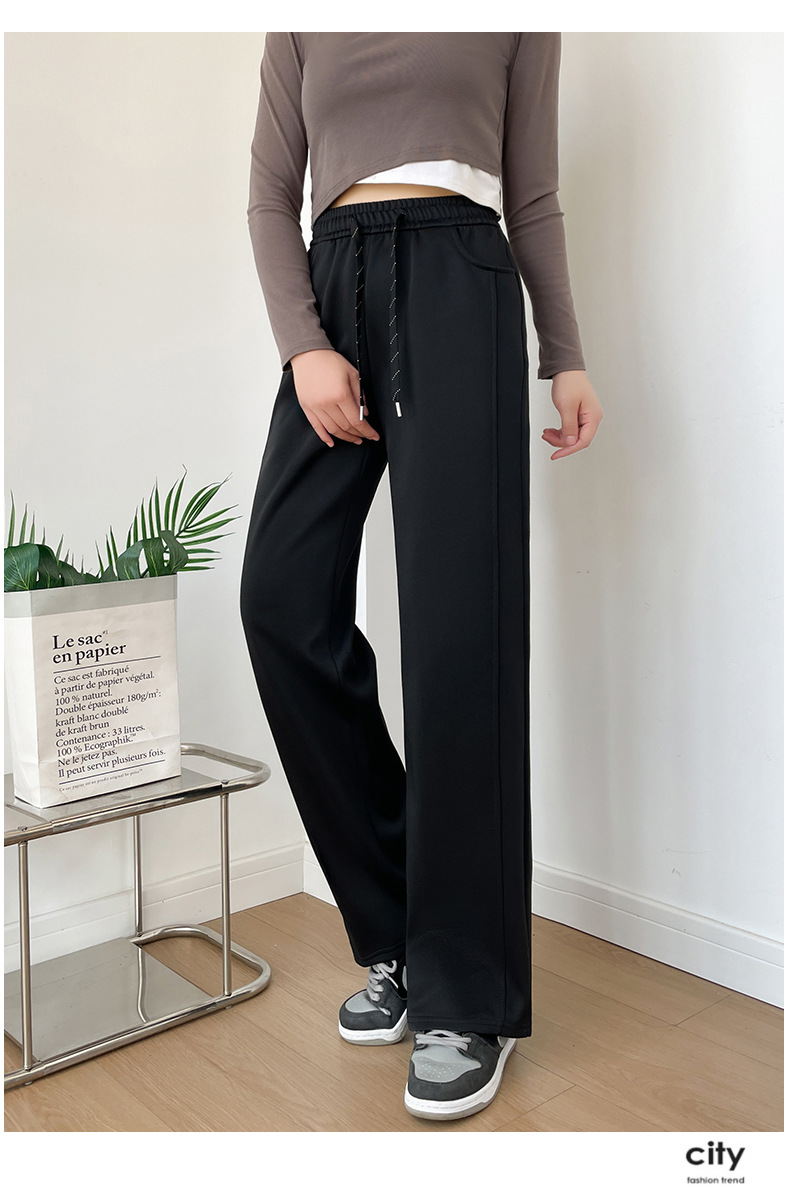 垂感华棉阔腿裤女春秋新款宽松显瘦窄版直筒裤高腰百搭休闲运动裤详情13