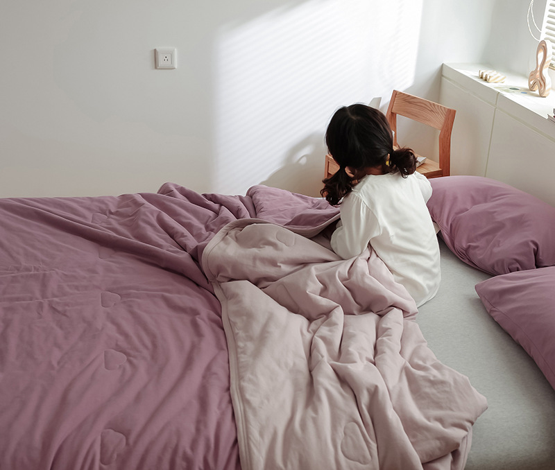 Simple Japanese Muji soft knitted cotton Tianzhu cotton quality two-color summer cool quilt, machine washable, water-washable air-conditioned quilt pic 19