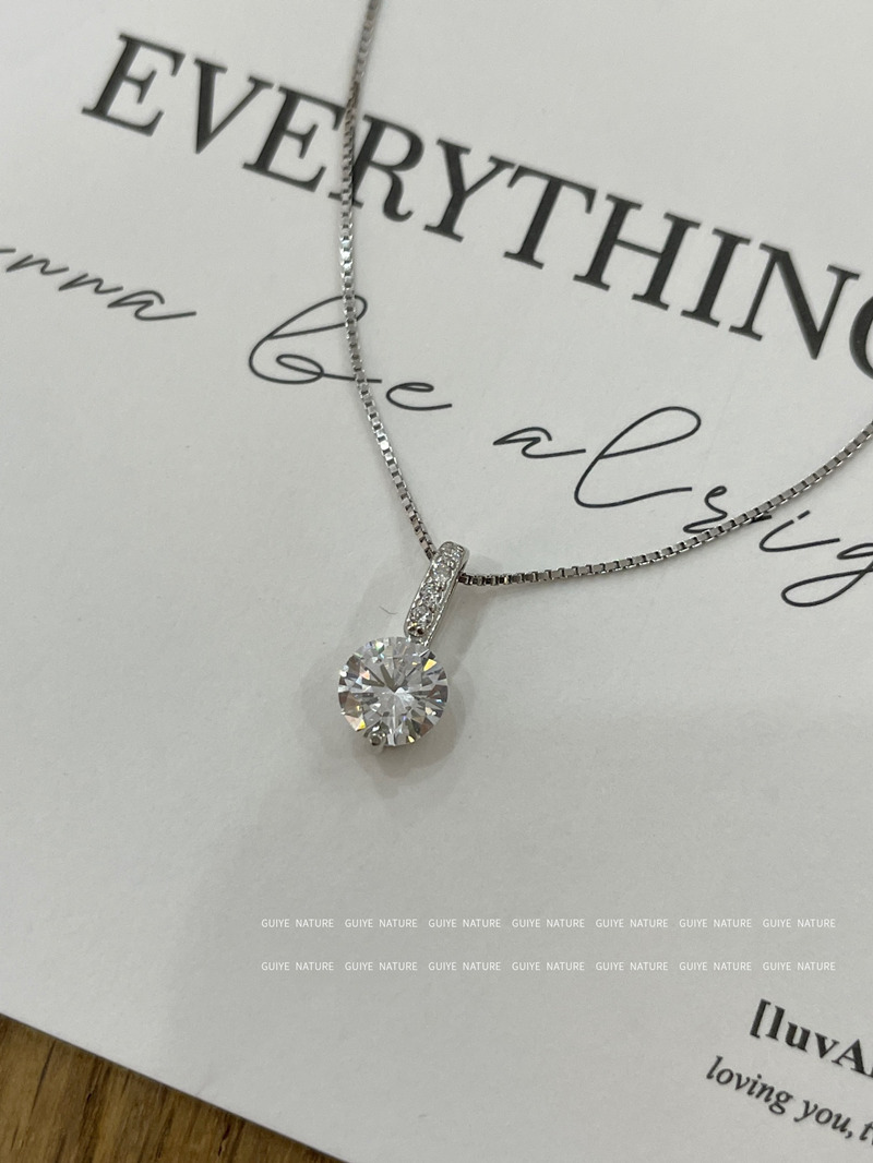 单钻项链925纯银一颗钻项链女百搭高级感满钻锁骨链锆石项链饰品详情12