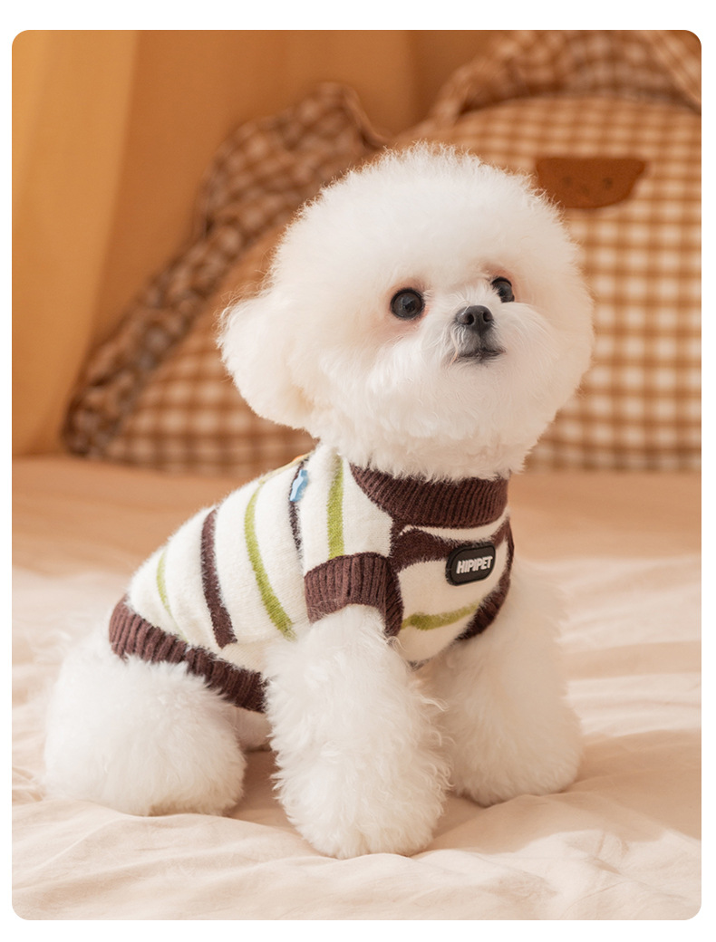 Hippie dog autumn and winter dog clothes, striped faux mink wool warm sweater, cat clothes, small and medium-sized dog pet clothes pic 11