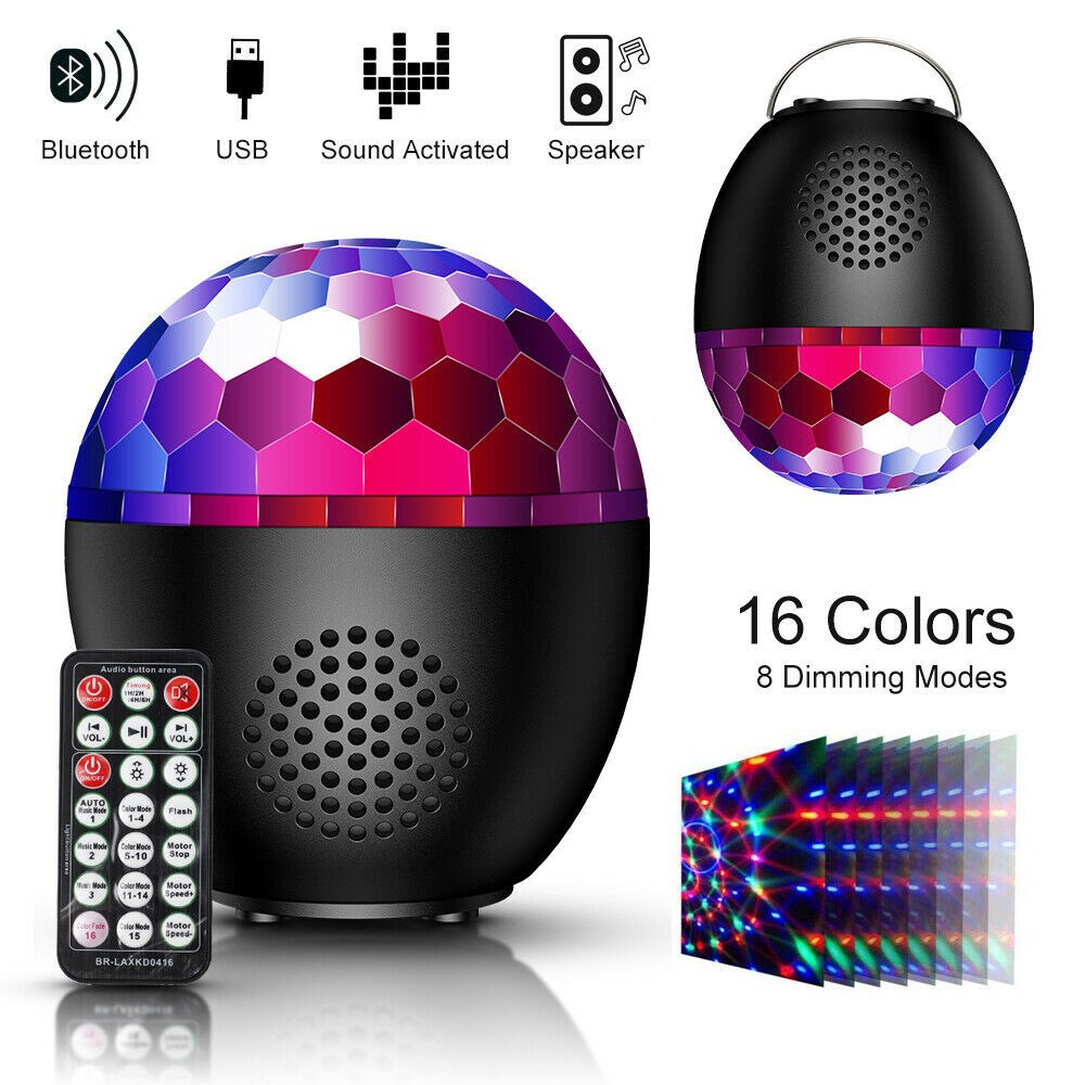 Bluetooth magic ball light, LED stage with sound box, crystal disco party, disco atmosphere, projection gift pic 15