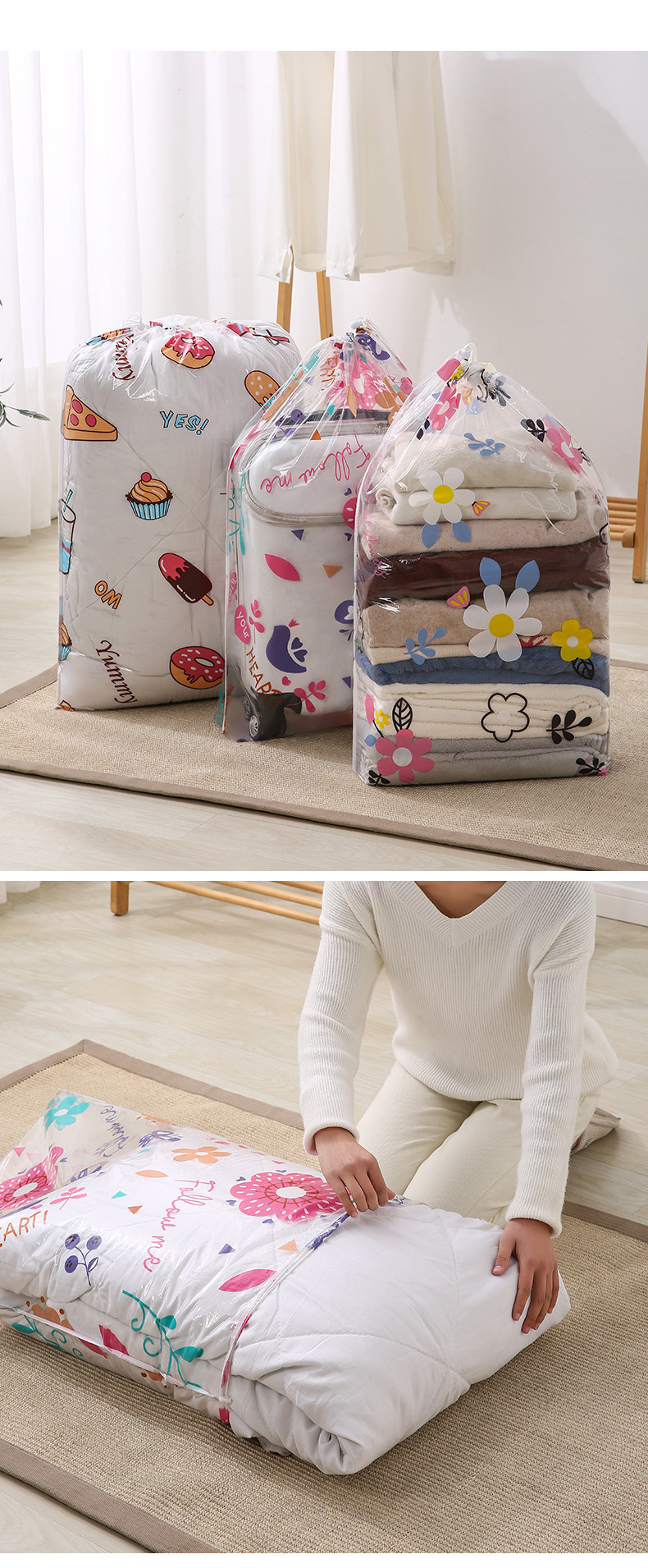 【 Chi Jia 】 High-transparency large-capacity cotton quilt storage bag, simple and beautiful, miscellaneous moving packing bag, moisture-proof and dust-proof pic 12