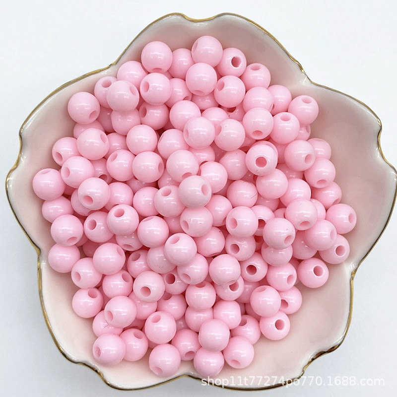 4/6/8mm亚克力直孔实色圆珠 diy手工串珠材料 光面珠子手机链散珠详情9