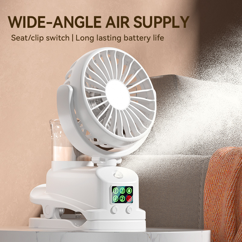 原厂跨境F7夹子喷雾充电小风扇学生宿舍户外多功能夹扇喷雾风扇详情10
